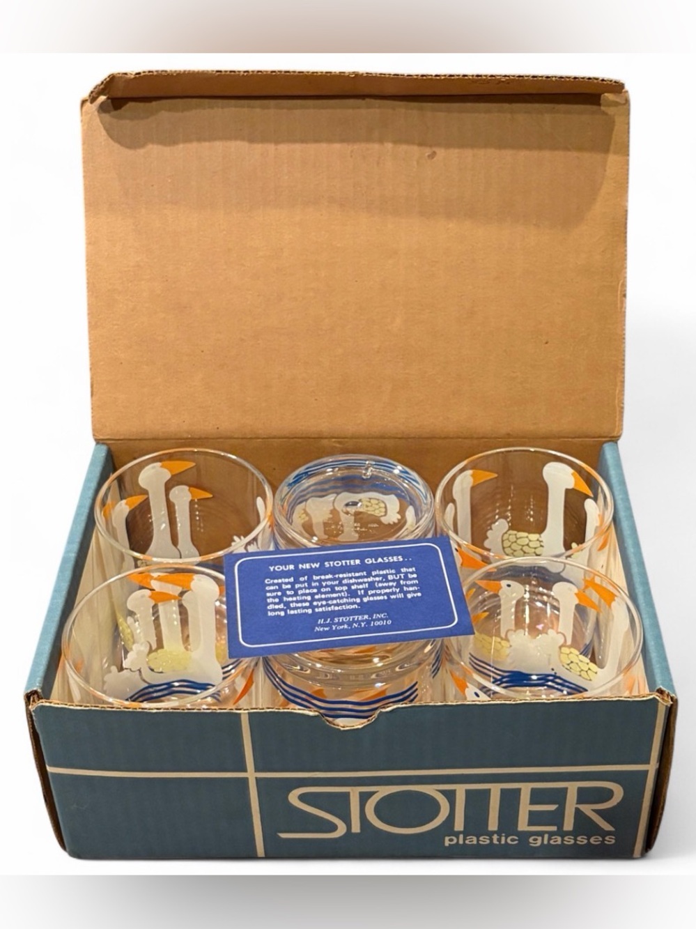 Stotter Vintage Acrylic Geese Tumblers Set 6 with Original Box Cottagecore Cute - Picture 2 of 11